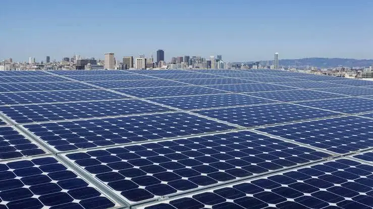 Solar panels on a sunny day